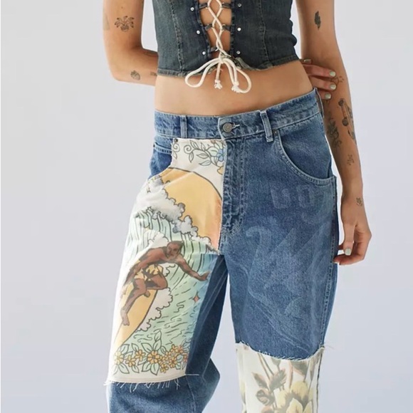 BDG Denim - BDG Urban Outfitters Rilee Low-Rise Baggy Jean - Patchwork Size 24 (27 X 29)